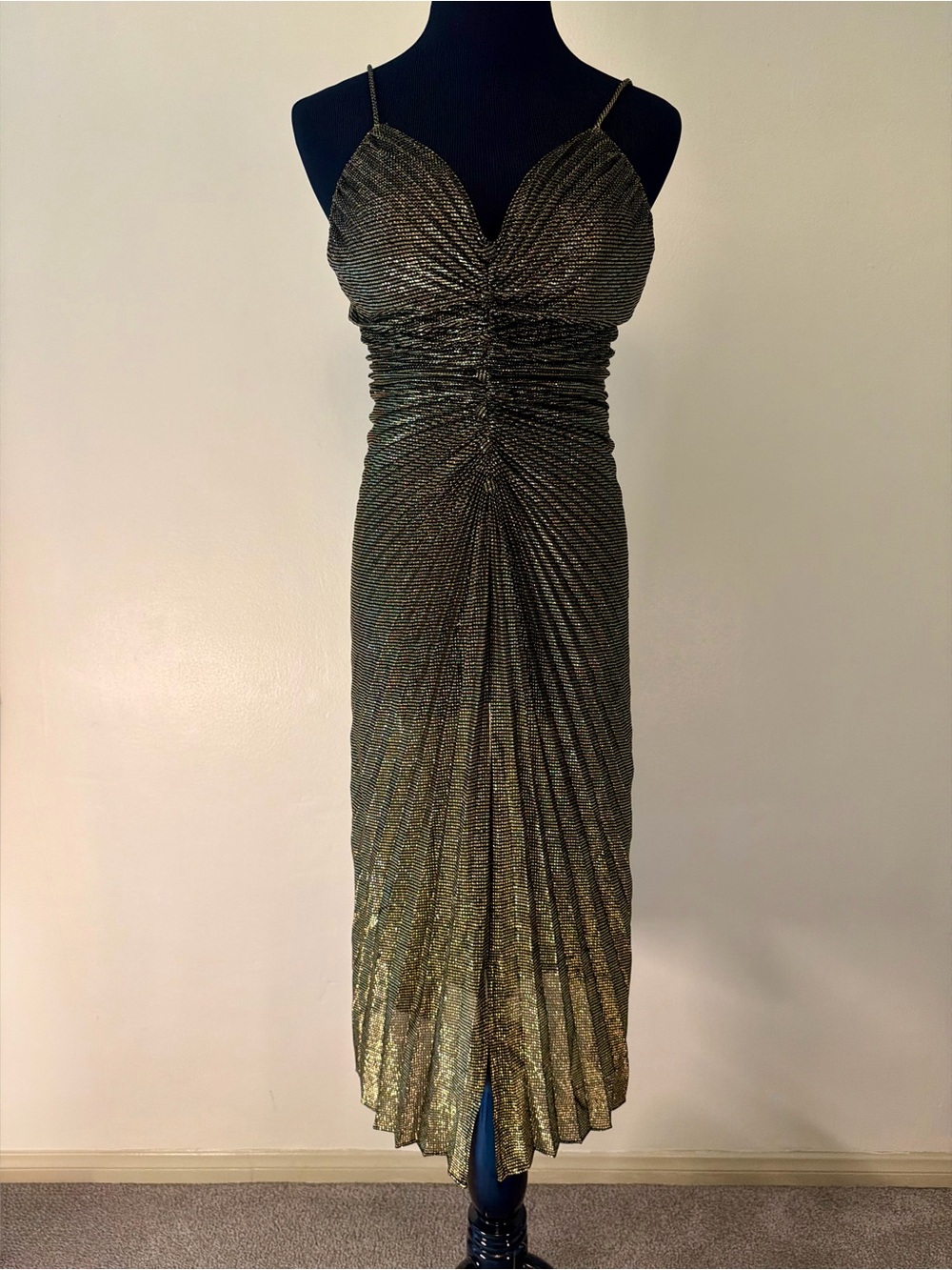 Vintage 1970s 1980s New Leaf by Samir bronze Metallic dress